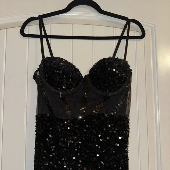Diva Boutique Black Sequin High Slit Dress - Picture 8 of 12